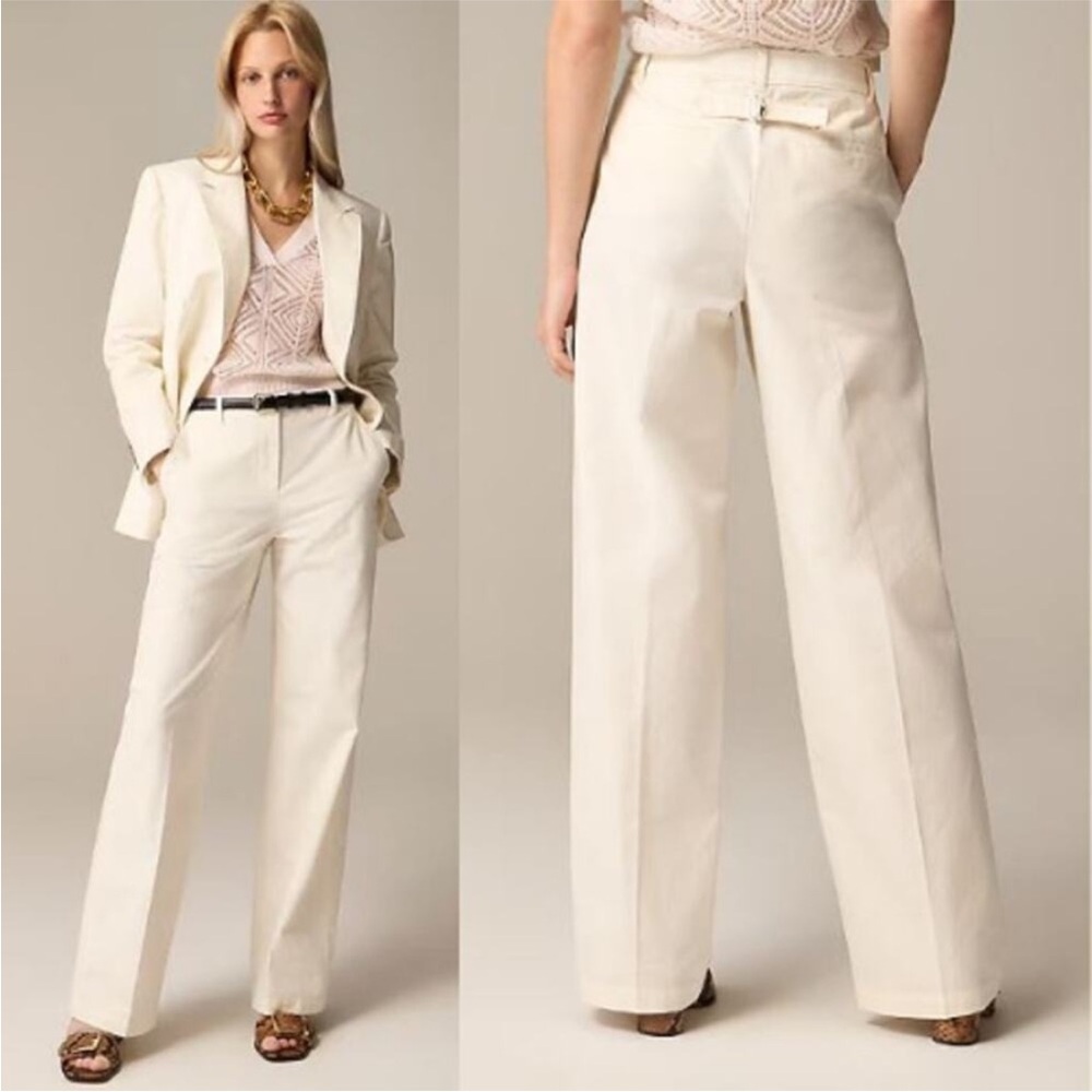 J Crew Women's Cotton Blend Full-Length
Wide-Leg Trouser